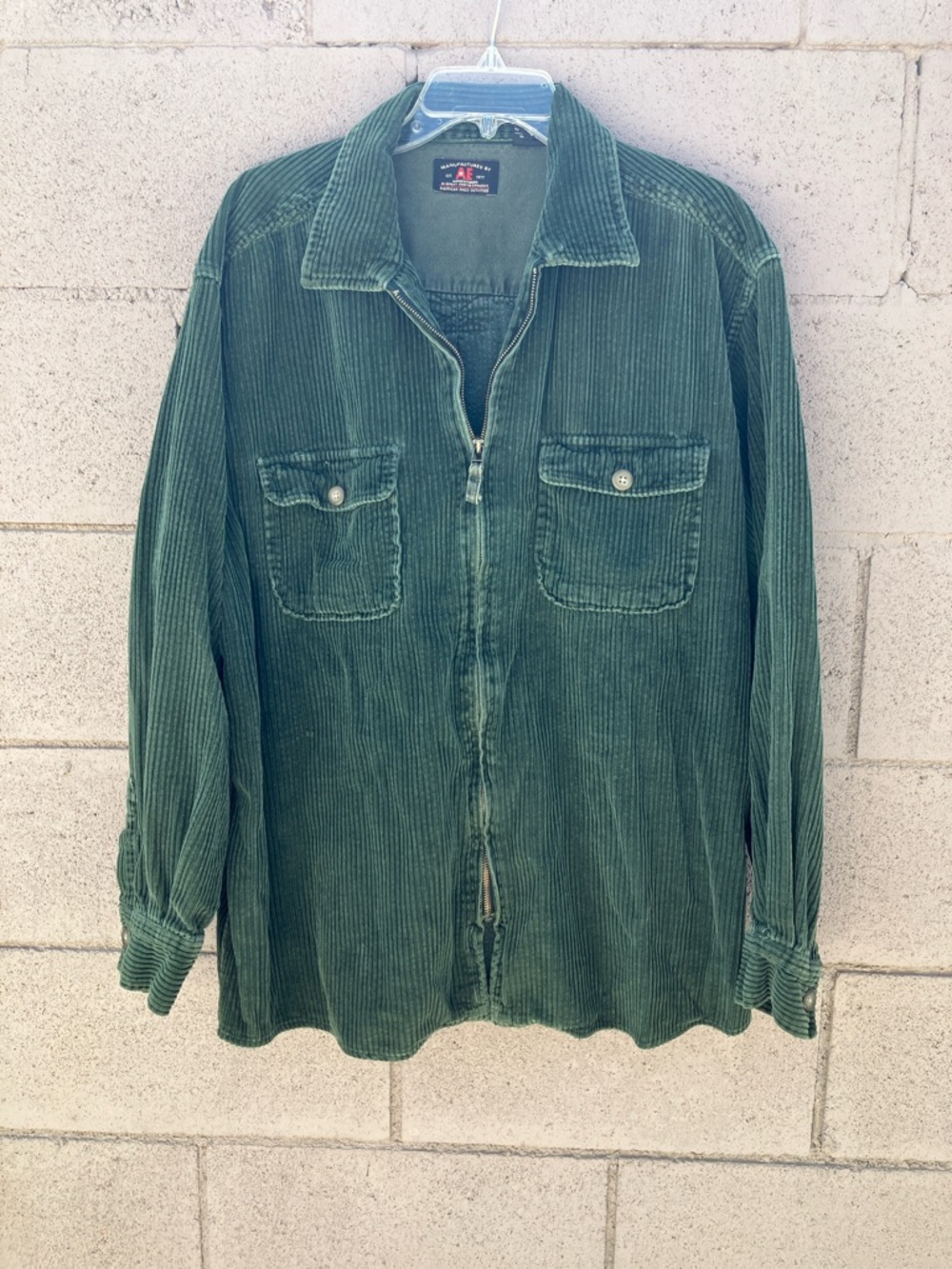 American Eagle Outfitters Dark Green Corduroy Zip-Up Shirt Jacket